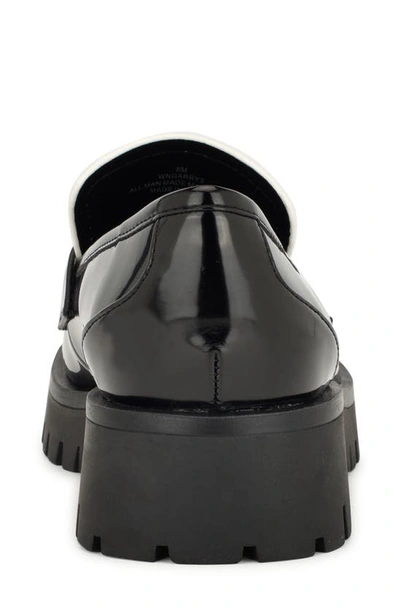 Nine West Garry Platform Tassel Loafer In Black/ White