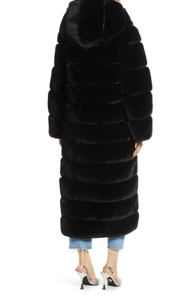 Azalea Wang Faux Fur Midi Coat In Black