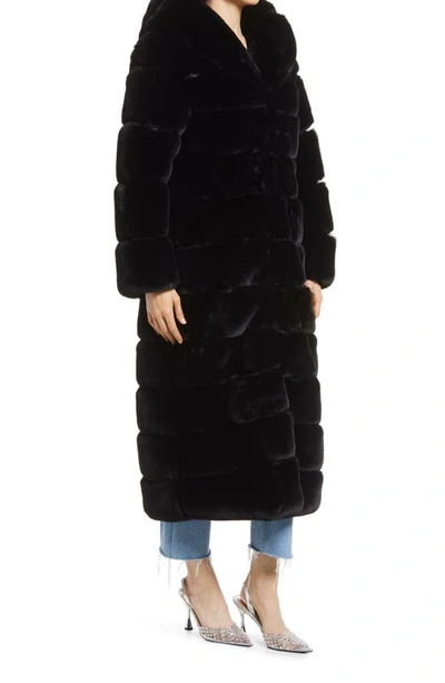 Azalea Wang Faux Fur Midi Coat In Black