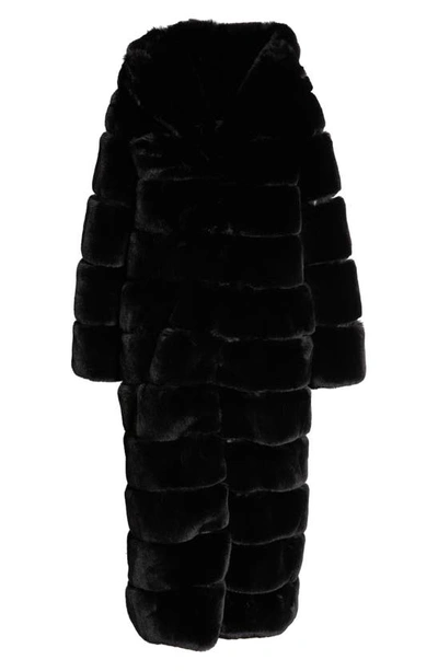 Azalea Wang Faux Fur Midi Coat In Black