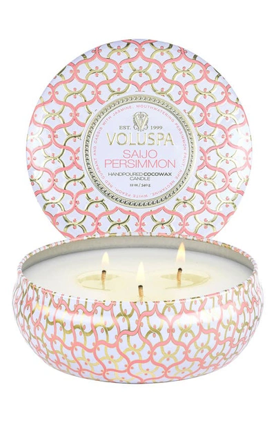 Voluspa Three-wick Tin Candle In Saijo