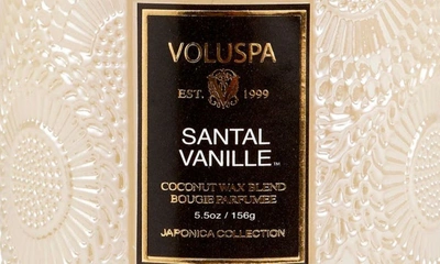 Voluspa Santal Vanille Mini Tall Embossed Glass Jar Candle With Lid In Santal Vanille Jar