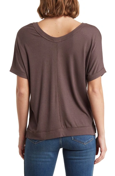 Shop Heather By Bordeaux Ribbed Scoop Neck T-shirt In Ash Brown