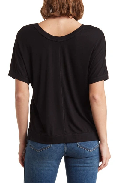 Shop Heather By Bordeaux Ribbed Scoop Neck T-shirt In Black