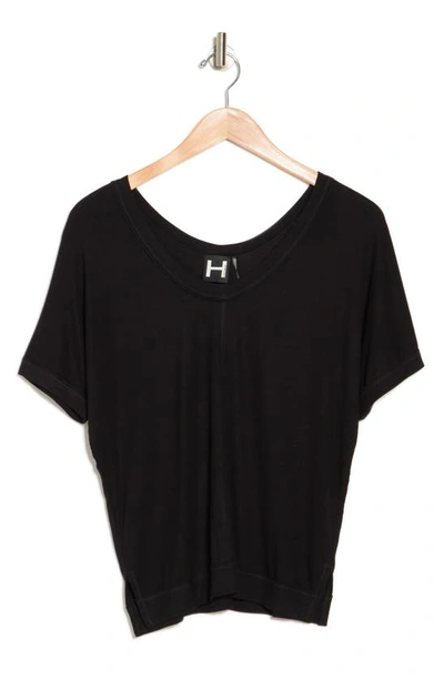 Shop Heather By Bordeaux Ribbed Scoop Neck T-shirt In Black