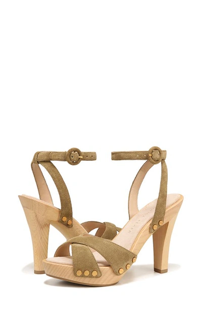 Veronica Beard Lamont Platform Ankle Strap Sandal In Khaki