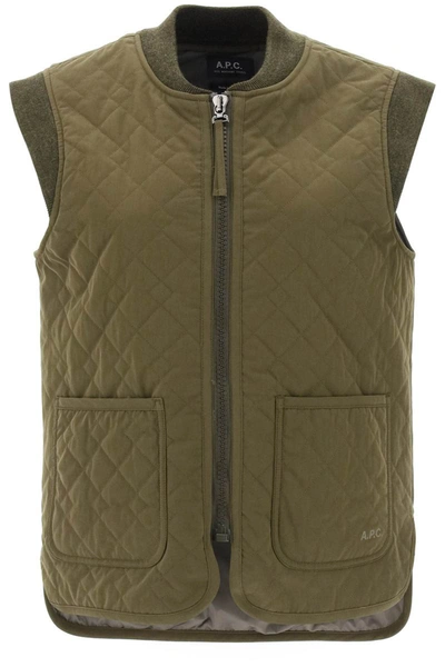 Shop Apc A.p.c. 'emilie' Quilted Vest In Green