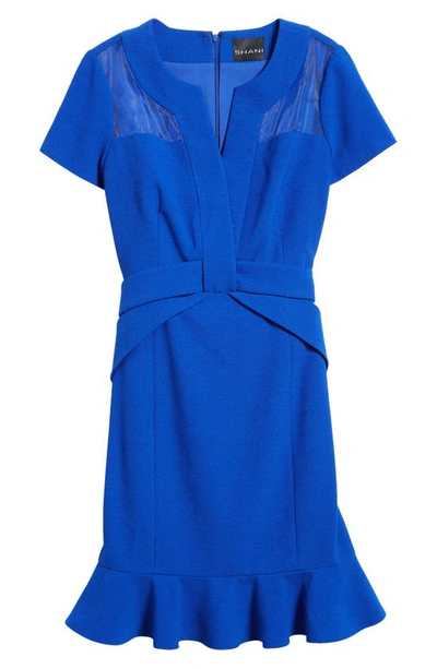 Shop Shani Flounce Hem Crepe Dress In Blue