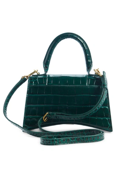 Shop Balenciaga Extra Small Hourglass Leather Top Handle Bag In Forest Green