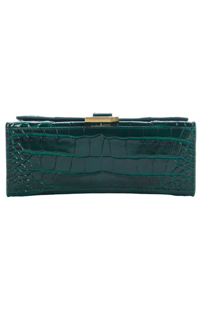 Shop Balenciaga Extra Small Hourglass Leather Top Handle Bag In Forest Green