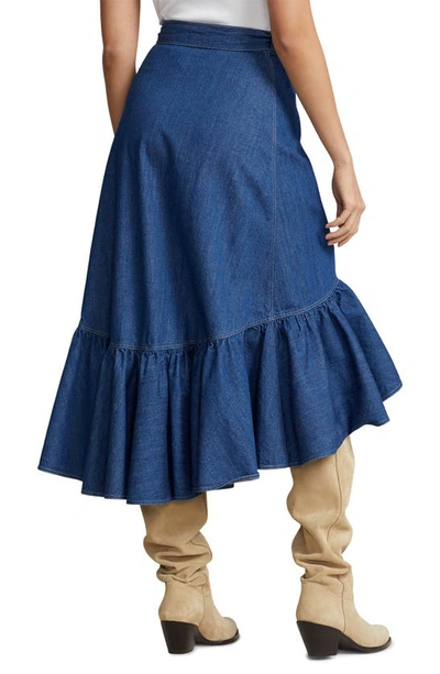 Shop Polo Ralph Lauren High Waist Wrap Skirt In Indigo