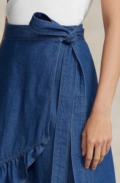 Shop Polo Ralph Lauren High Waist Wrap Skirt In Indigo