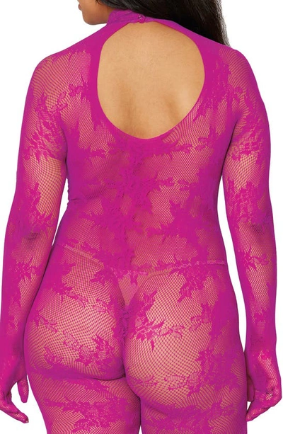 Dreamgirl Fishnet Glove Body Stocking In Azalea