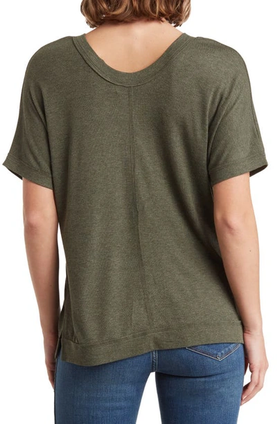 Shop Heather By Bordeaux Ribbed Scoop Neck T-shirt In Dark Olive