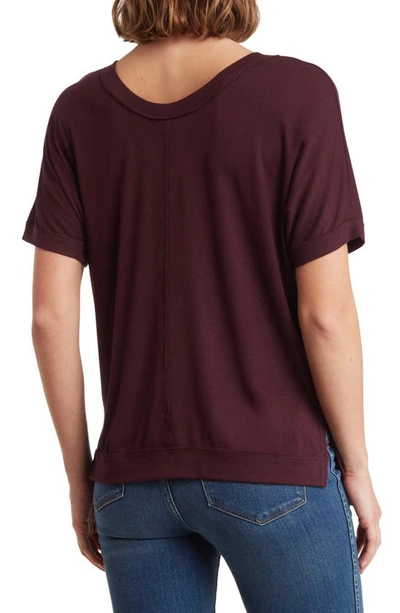 Shop Heather By Bordeaux Ribbed Scoop Neck T-shirt In Rosewood