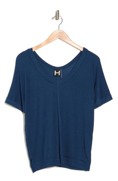 Shop Heather By Bordeaux Ribbed Scoop Neck T-shirt In Tidal