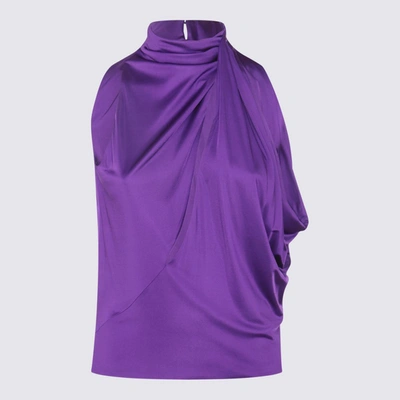 Shop Versace Purple Viscose Top In Bright Dark Orchid