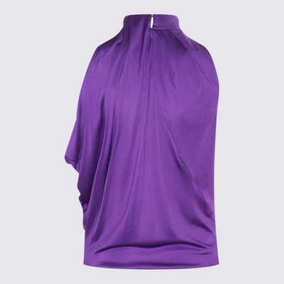 Shop Versace Purple Viscose Top In Bright Dark Orchid