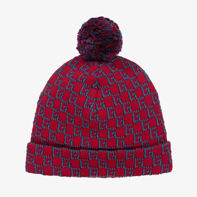 Shop Gucci Boys Red Square G Cotton Hat