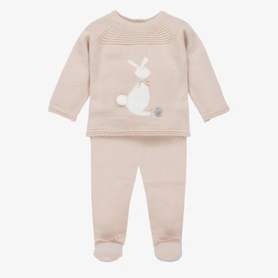 Shop Artesania Granlei Beige Bunny Knitted 2 Piece Babygrow