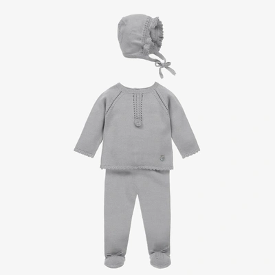 Shop Artesania Granlei Grey Knitted Babysuit & Hat Set