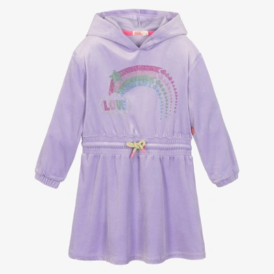 Shop Billieblush Girls Lilac Purple Hooded Velour Dress