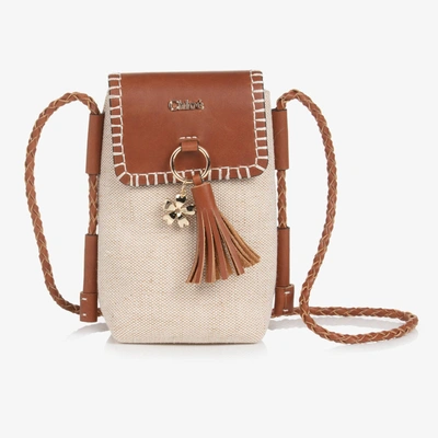 Shop Chloé Girls Beige Jute Shoulder Bag (18cm)