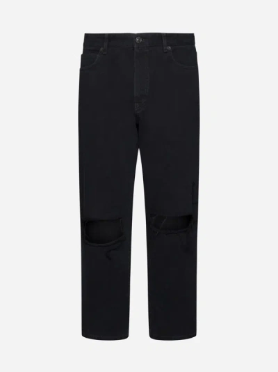 Shop Balenciaga Rips Loose Fit Jeans In Black