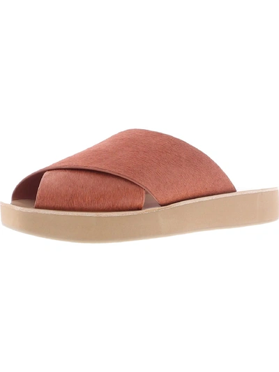 Dolce Vita Capri Womens Calf Hair Slide Flatform Sandals In Multi