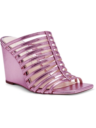 Shop Jessica Simpson Arriya Womens Faux Leather Slip On Wedge Sandals In Multi