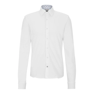 Shop Hugo Boss Regular-fit Shirt In Pure-cotton Jersey In White
