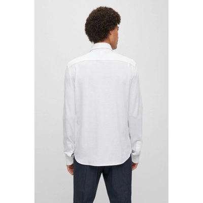 Shop Hugo Boss Regular-fit Shirt In Pure-cotton Jersey In White