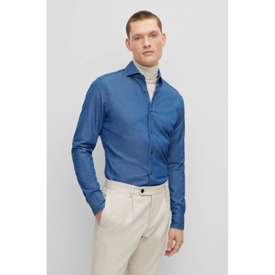 Shop Hugo Boss Slim-fit Shirt In Pure-cotton Denim In Blue