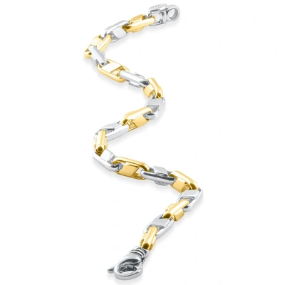 Pompeii3 Mens Solid 14k Yellow Gold 22 Grams Designed Link 5mm Heavy Masculine Bracelet 8" In Multi