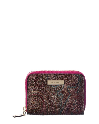 Shop Etro Coated Canvas Coin Purse In Gold