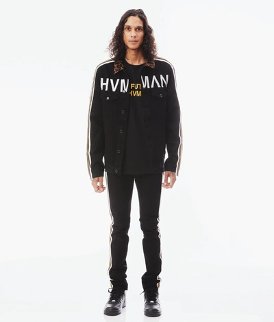 Shop Hvman Mk1 Denim Jacket Stripe In Black