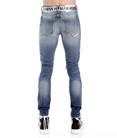 Shop Hvman Strat Super Skinny Fit Jean W/white Belt In Blue