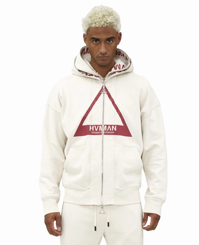Shop Hvman Double Hood Sweatshirt In White