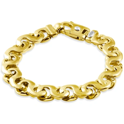 Pompeii3 Men's 14k Gold (81gram) Or Platinum (130gram) 12mm Link Bracelet 9" In Silver