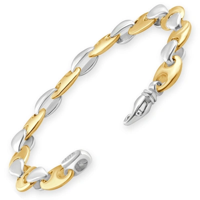 Pompeii3 Men's Marine 14k Gold (40gram) Or Platinum (62gram) 10mm Link Bracelet 8.5" In Silver