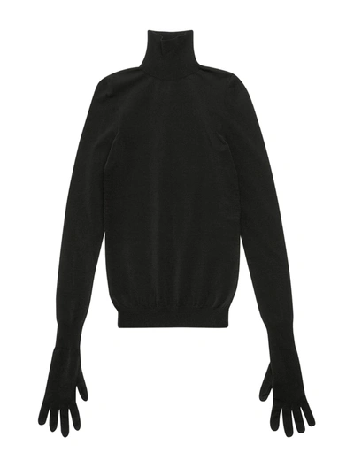 Shop Balenciaga Gloves Sweater In Black