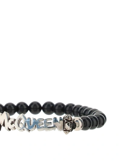 Shop Alexander Mcqueen Bracelets In Black/a.silver