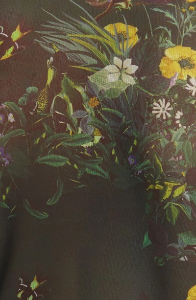 Shop Ted Baker Kellina Floral Print Mesh Turtleneck Top In Black