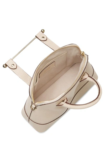 Shop Strathberry Mini Dome Lizard Embossed Leather Top Handle Bag In Oat