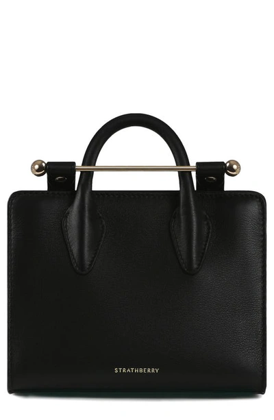 Shop Strathberry Nano Leather Tote In Black