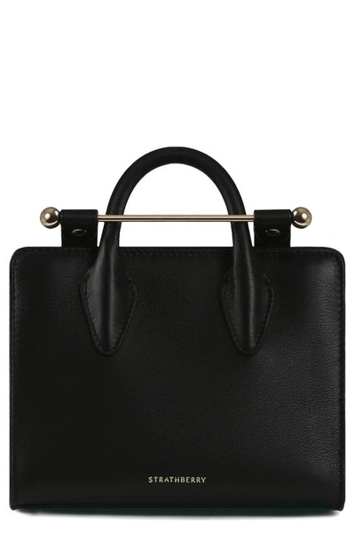 Strathberry Nano Leather Tote In Black