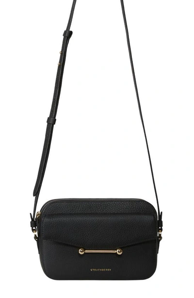 Shop Strathberry Mosaic Leather Crossbody Camera Bag In Black