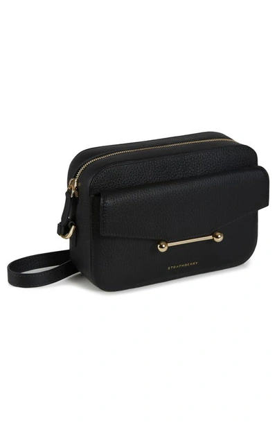 Shop Strathberry Mosaic Leather Crossbody Camera Bag In Black