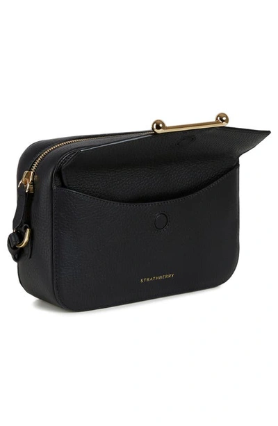 Shop Strathberry Mosaic Leather Crossbody Camera Bag In Black