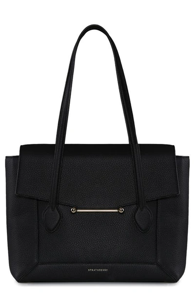 Shop Strathberry Mosaic Leather Tote In Black